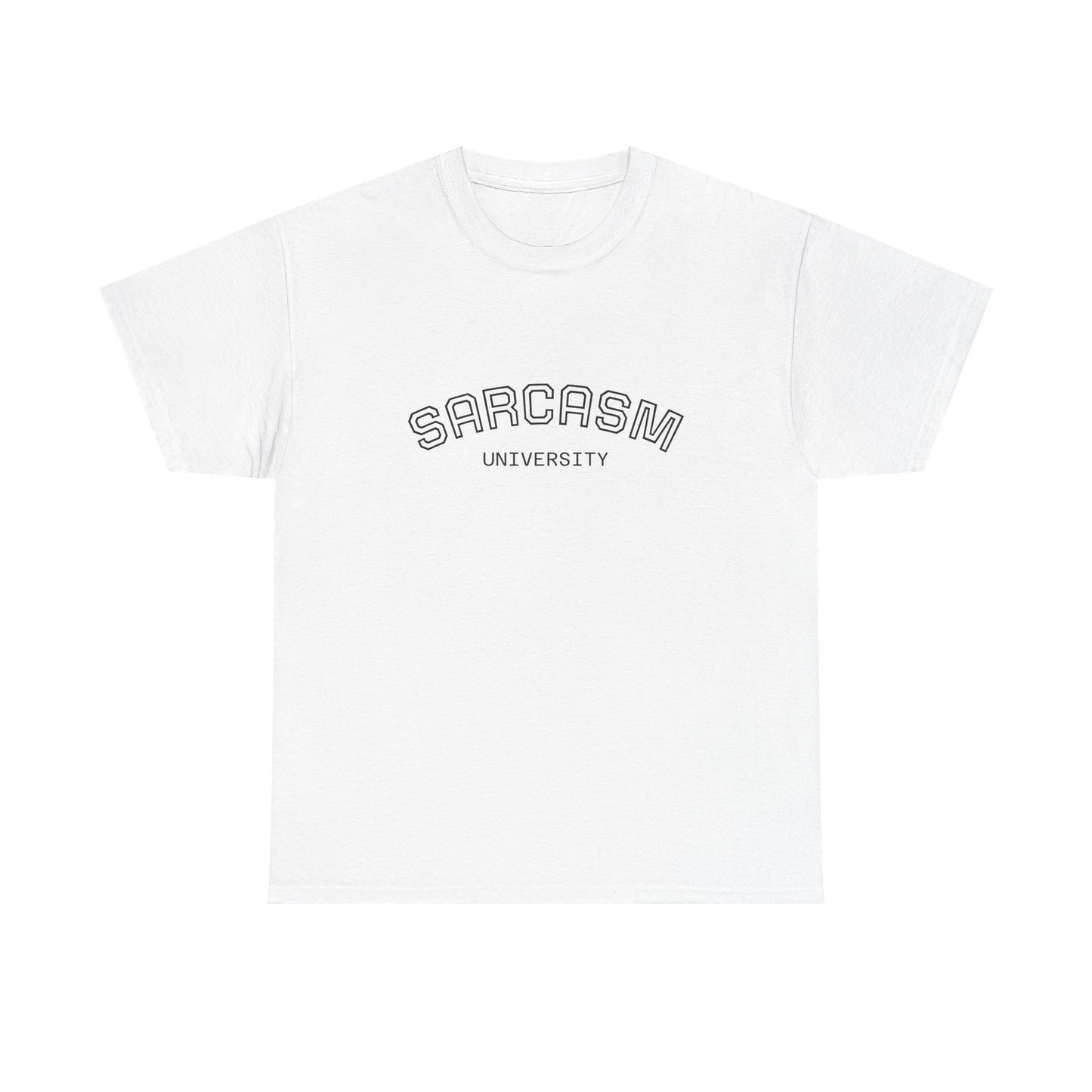 Sarcasm University Unisex Heavy Cotton Tee, Funny T-Shirt, Gift for Sarcastic Friends, College Humor Apparel, Quirky University Shirt